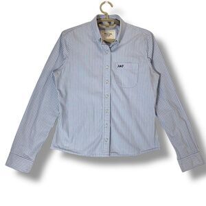 Abercrombie & Fitch Blue Striped Button‎ Down Shirt Classic Oxford Cotton Size M